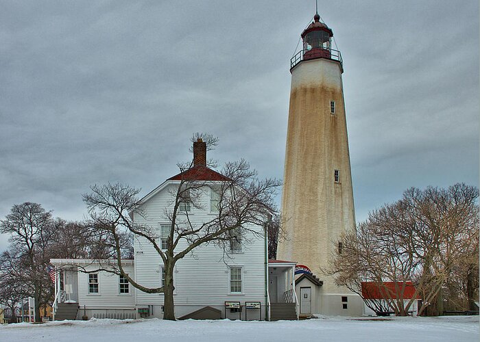 Sandy Hook Lighthouse Greeting Card featuring the photograph Sandy Hook Lighthouse in Winter by Steven Richman