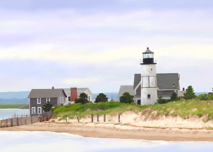 Digital Painting Greeting Card featuring the painting Sandy Neck Lighthouse by Michelle Constantine