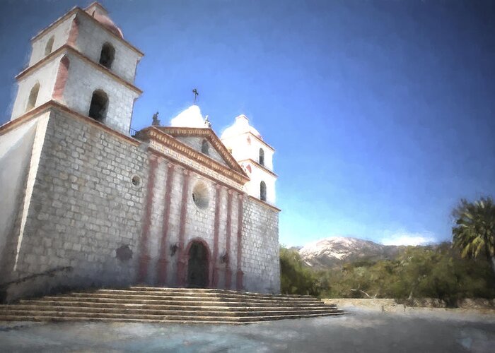Mission Greeting Card featuring the photograph Santa Barbara Mission by Belinda Greb