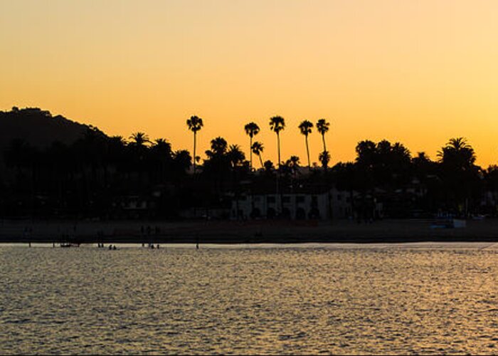 Santa Barbara Greeting Card featuring the photograph Santa Barbara Sunset From Wharf by Suzanne Luft