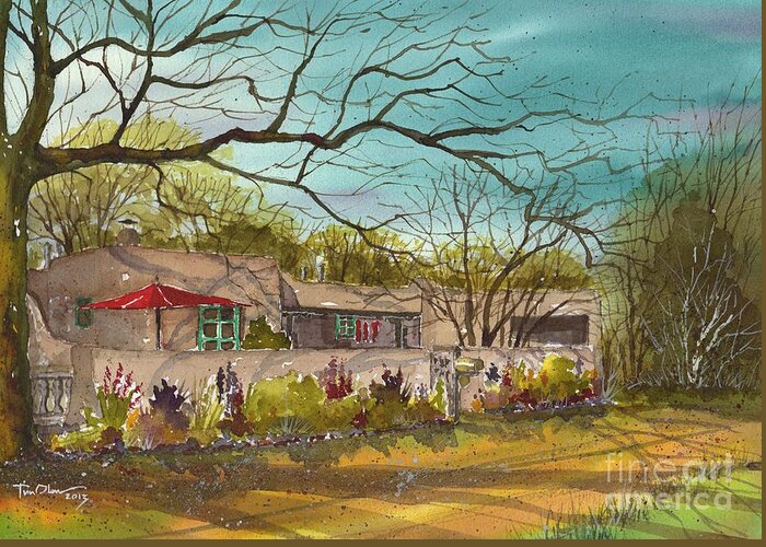  Greeting Card featuring the painting Santa Fe Casa by Tim Oliver
