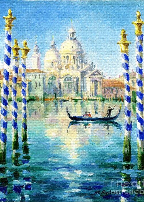 Oil Painting Greeting Card featuring the painting Santa Maria Della Salute by Maria Rabinky