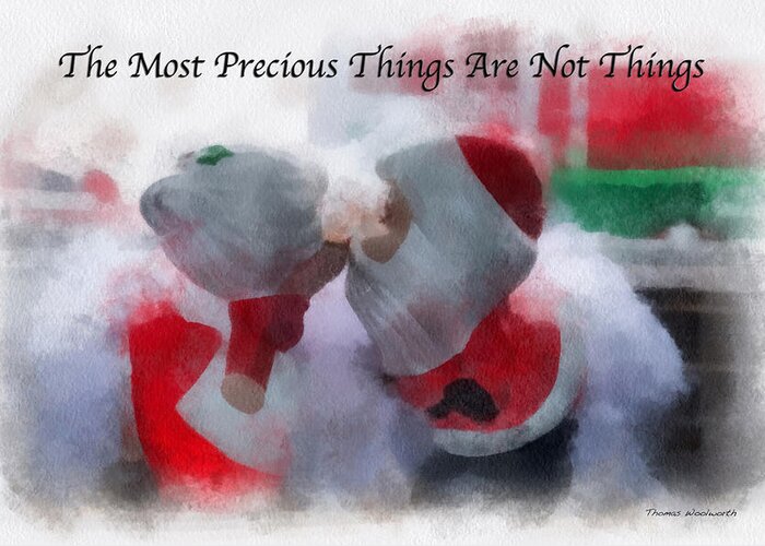 Christmas Greeting Card featuring the photograph Santa The Most Precious Photo Art by Thomas Woolworth