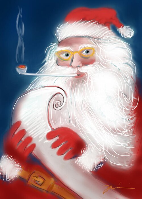 Santa Greeting Card featuring the painting Santa's List by Jean Pacheco Ravinski
