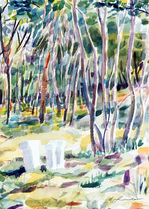 Watercolor Greeting Card featuring the painting Saplings by Mark Lunde