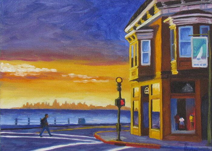 Sausalito Greeting Card featuring the painting Sausalito by Kevin Hughes