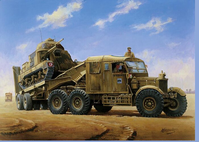 Ww2 Greeting Card featuring the painting Scammell Pioneer 1942. by Mike Jeffries
