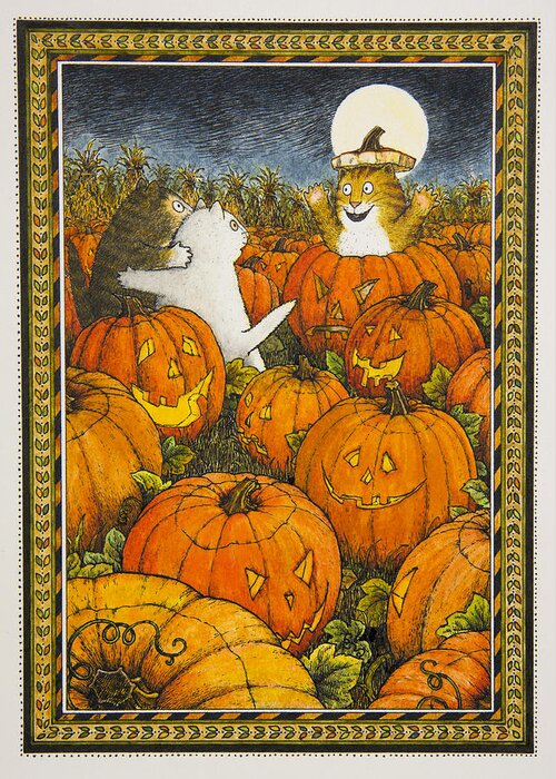 Cats Greeting Card featuring the painting Scaredy Cats by Lynn Bywaters