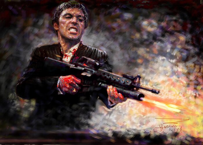 Scarface Greeting Card featuring the digital art Scarface by Viola El