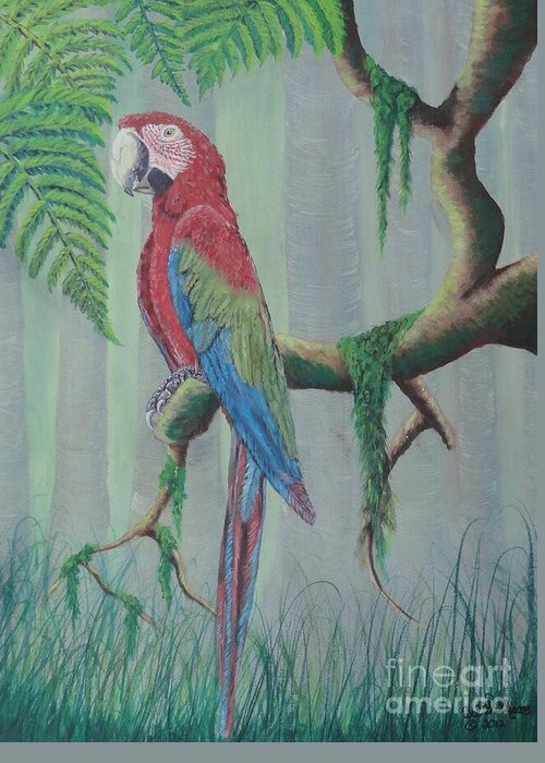 Macaw Greeting Card featuring the painting Scarlet Macaw by Bob Williams