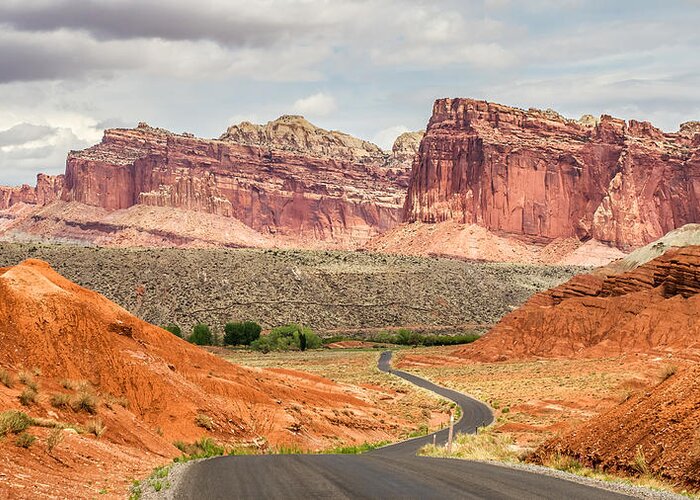 Capitol Reef Greeting Card featuring the photograph Scenic Drive in Capitol Reef Utah by Pierre Leclerc Photography