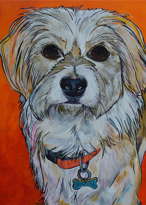 Dog Greeting Card featuring the painting Schatzi by Patti Schermerhorn
