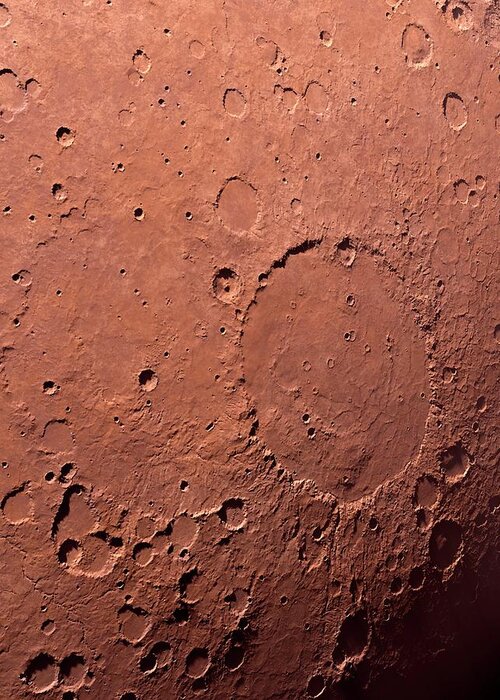 Artwork Greeting Card featuring the photograph Schiaparelli Crater by Detlev Van Ravenswaay