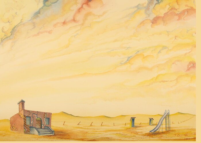 Great Plains Art Greeting Card featuring the painting School and Playground I by Scott Kirby
