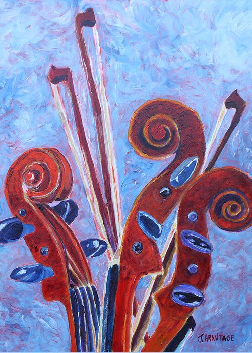 Violin Greeting Card featuring the painting Scroll Bouquet by Jenny Armitage