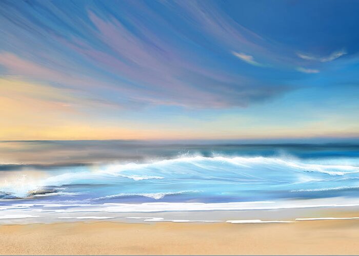 Ocean Canvas Greeting Card featuring the digital art Sea coast escape by Anthony Fishburne