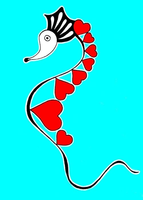 Fish Greeting Card featuring the digital art Sea Horse by Rodemondo Rocca
