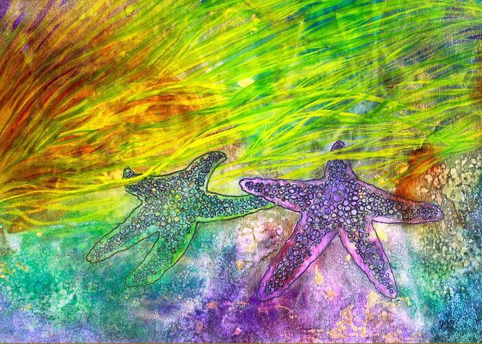 Starfish Painting Greeting Card featuring the painting Sea Stars by Janet Immordino