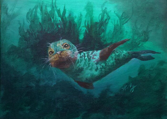 Seal Greeting Card featuring the painting Seal by Kathleen Kelly Thompson