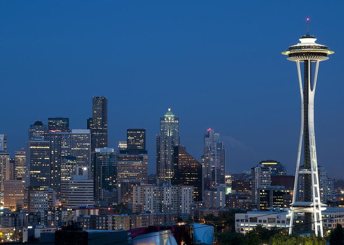 Seattle Greeting Card featuring the photograph Seattle Nights by David Yack