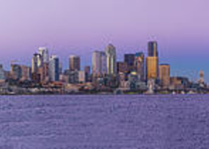 Seattle Greeting Card featuring the photograph Seattle Skyline Panorama - Massive by Scott Campbell