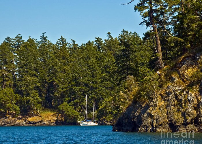 Boating Greeting Card featuring the photograph Secluded Anchorage by Chuck Flewelling