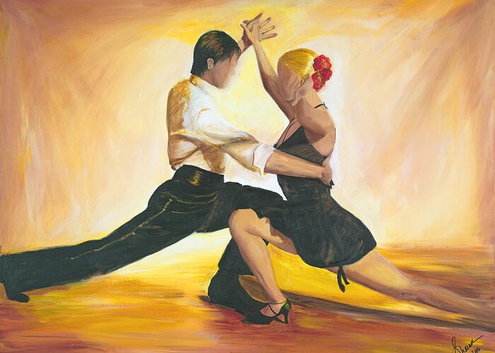 Tango Greeting Card featuring the painting Seduction by Sheri Chakamian
