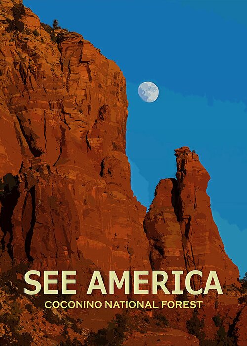 Poster Greeting Card featuring the digital art See America - Coconino National Forest by Ed Gleichman