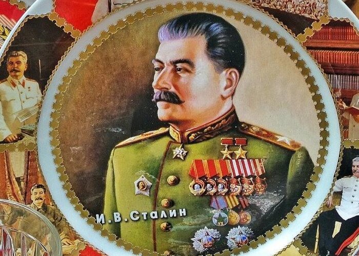  Greeting Card featuring the photograph Seen This Decorative Plate With Stalin by Helen Vitkalova