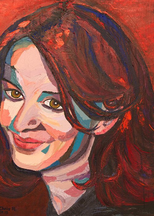 Portrait Greeting Card featuring the painting Self by Christel Roelandt