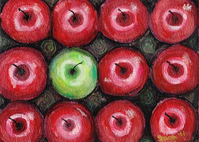 Apples Greeting Card featuring the painting Self Portrait 2 by Shana Rowe Jackson