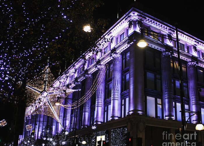 Selfridges Greeting Card featuring the photograph Selfridges London at Christmas Time by Terri Waters