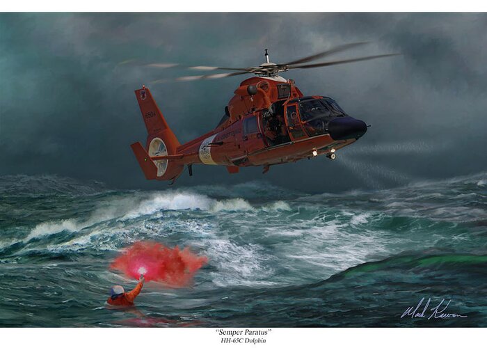 Coast Guard Greeting Card featuring the painting Semper Paratus by Mark Karvon