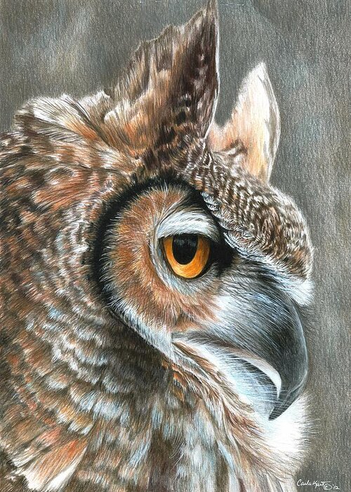 Owl Greeting Card featuring the painting Sepia Owl by Carla Kurt