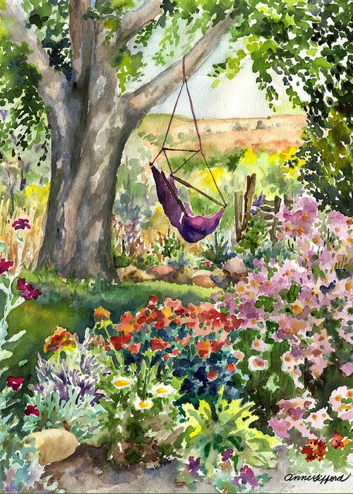 Garden Painting Greeting Card featuring the painting September Garden by Anne Gifford
