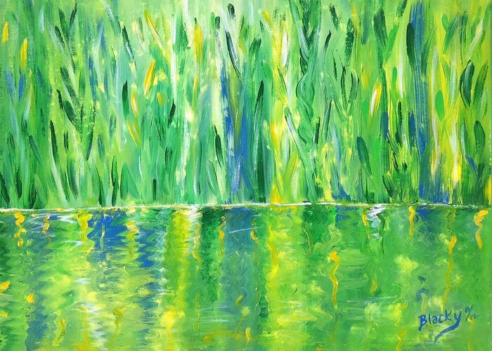 Nature Greeting Card featuring the painting Serenity In Green by Donna Blackhall