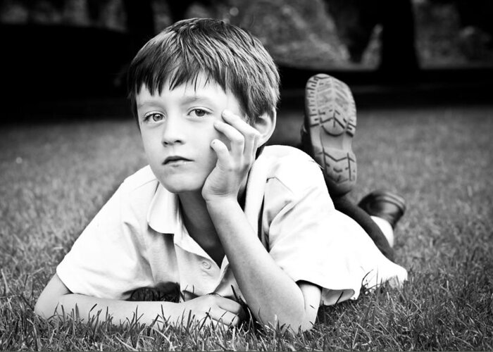 Anger Greeting Card featuring the photograph Serious child by Tom Gowanlock