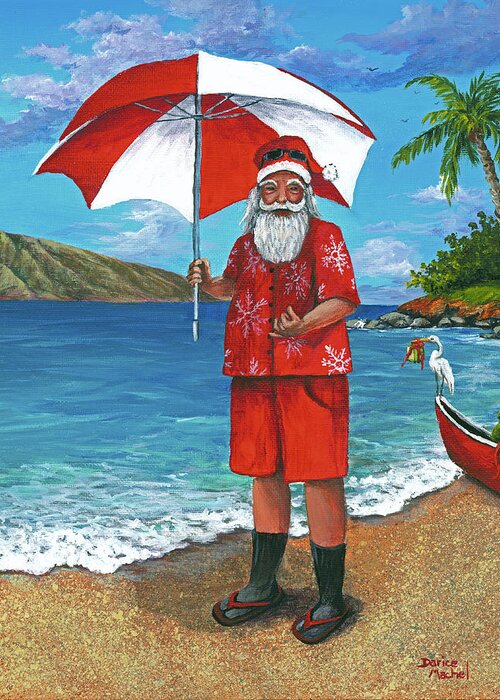 Santa Greeting Card featuring the painting Shaka Santa by Darice Machel McGuire