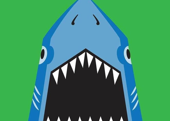 Big Greeting Card featuring the digital art Shark Illustration T-shirt Graphics by Syquallo