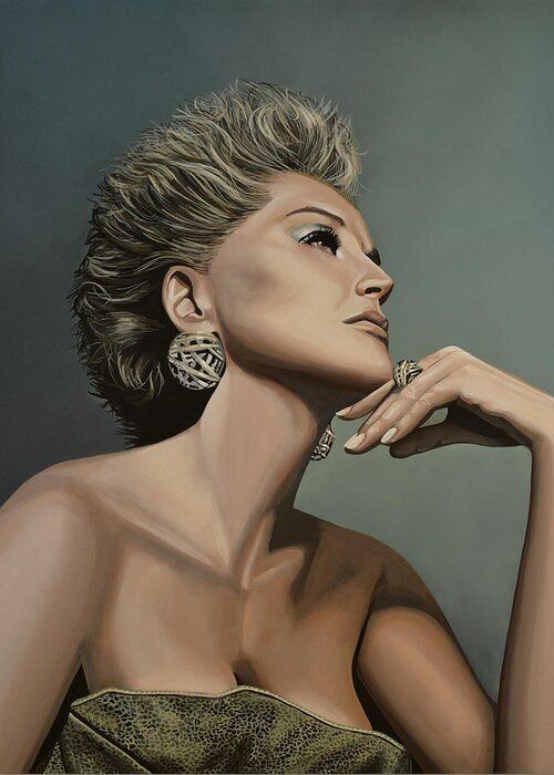 Sharon Stone Greeting Card featuring the painting Sharon Stone by Paul Meijering