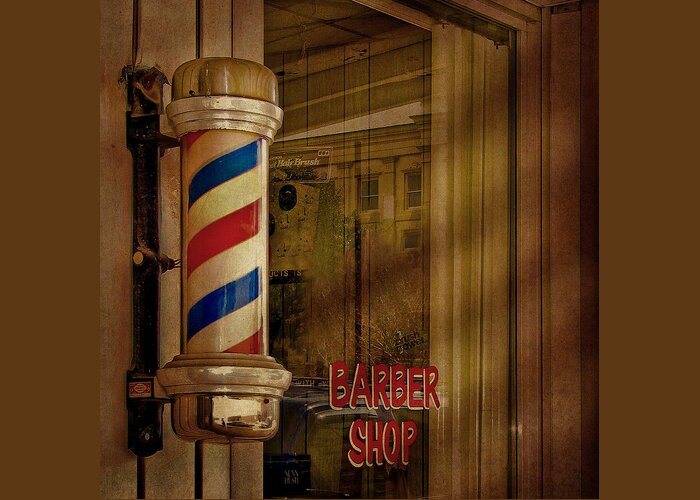 Advertising Greeting Card featuring the photograph Shave and a Haircut Two Bits by David and Carol Kelly
