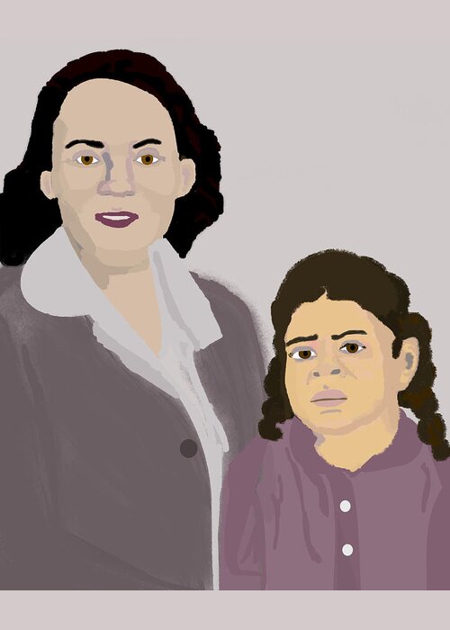 She And Her Mother Greeting Card featuring the painting She and Her Mother by Pharris Art