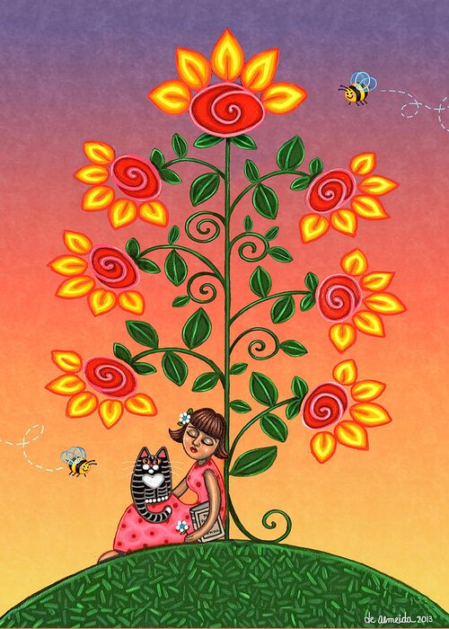 Folk Art Greeting Card featuring the painting She Is Life Barnes and Noble by Victoria De Almeida