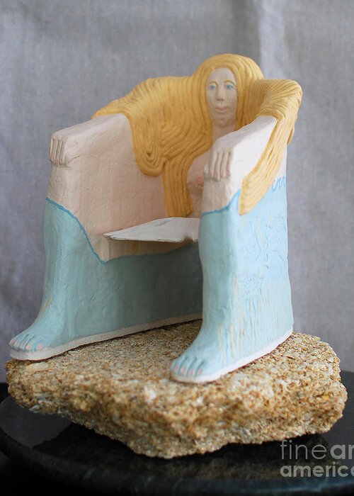 Human Chair Greeting Card featuring the sculpture She-Sand-And Sea Chair by Art Mantia
