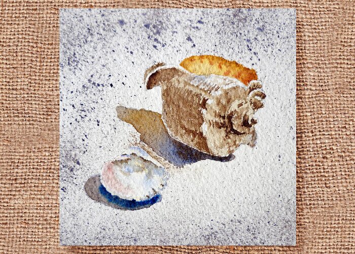 Seashell Greeting Card featuring the painting She Sells Sea Shells Decorative Collage by Irina Sztukowski