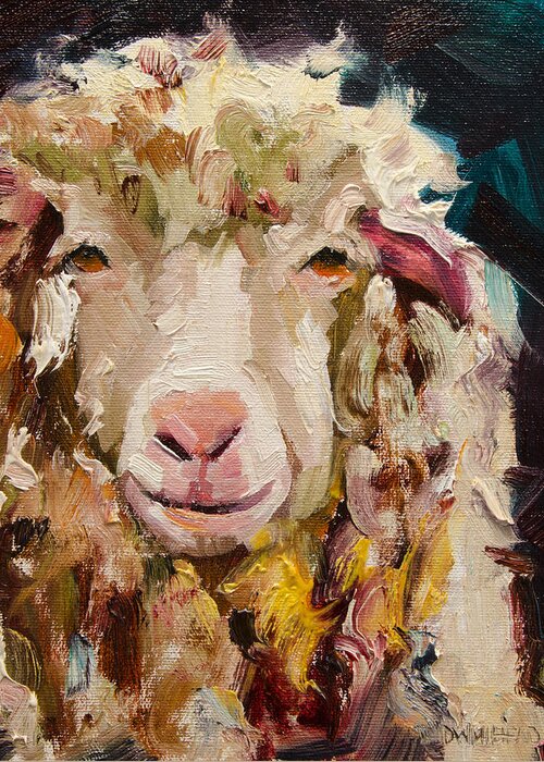 Sheep Greeting Card featuring the painting Sheep Alert by Diane Whitehead