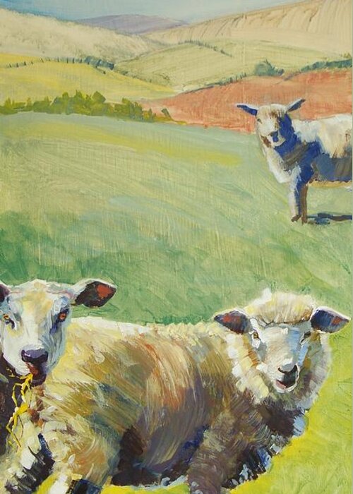Sheep Greeting Card featuring the painting Sheep #6 by Mike Jory