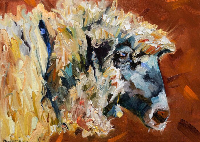 Sheep Greeting Card featuring the painting Sheepy Time by Diane Whitehead