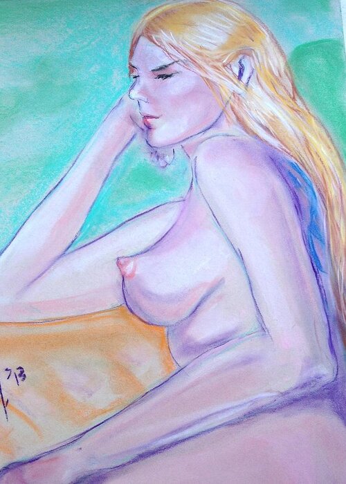 Pinup Greeting Card featuring the pastel Sheila 1 by Grampa Moses 