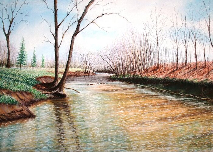 Water Greeting Card featuring the pastel Shelby Stream by Stacy C Bottoms